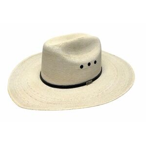 Atwood 7X Marfa Low Crown Long Oval Natural Straw Cowboy Hat Size 7 1/2